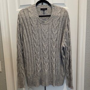 Banana Republic Light Gray Cable Knit Crewneck Sweater
